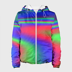 Куртка с капюшоном женская Неоновые цвета градиент краски, цвет: 3D-белый
