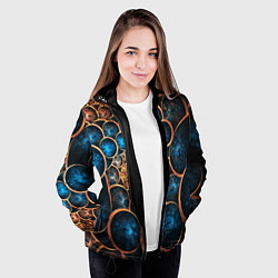 Куртка с капюшоном женская Оптическая абстракция круги, цвет: 3D-черный — фото 2