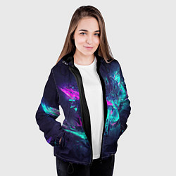 Куртка с капюшоном женская Неоновые краски абстракция, цвет: 3D-черный — фото 2