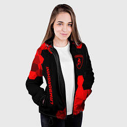 Куртка с капюшоном женская Lamborghini - red gradient вертикально, цвет: 3D-черный — фото 2