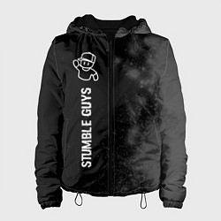 Куртка с капюшоном женская Stumble Guys glitch на темном фоне по-вертикали, цвет: 3D-черный