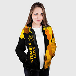 Куртка с капюшоном женская Stumble Guys - gold gradient по-вертикали, цвет: 3D-черный — фото 2