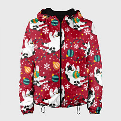 Женская куртка Новогодний паттерн с котиками