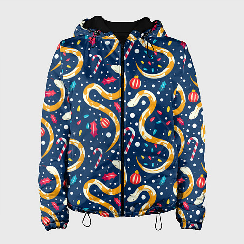 Женская куртка Новогодний паттерн символ года 2025 / 3D-Черный – фото 1