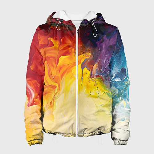 Женская куртка Подтеки масляных красок / 3D-Белый – фото 1