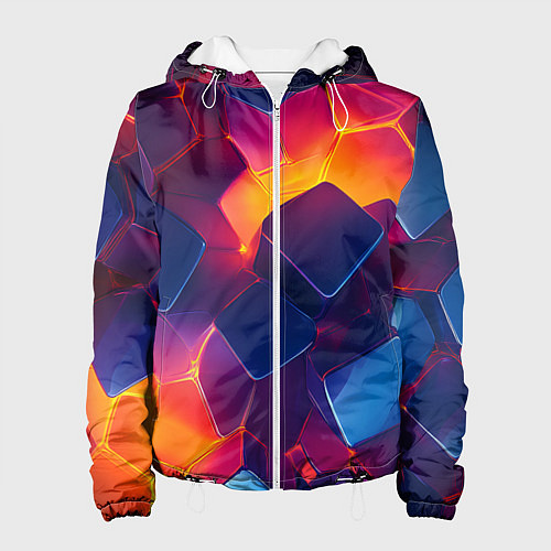 Женская куртка Неоновая геометрическая текстура / 3D-Белый – фото 1