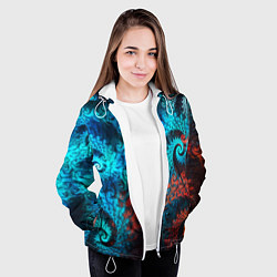 Куртка с капюшоном женская Оптическая абстракция узор, цвет: 3D-белый — фото 2