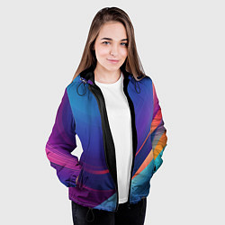 Куртка с капюшоном женская Красивый градиент абстракция, цвет: 3D-черный — фото 2