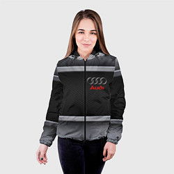 Куртка с капюшоном женская Audi metal texture, цвет: 3D-черный — фото 2