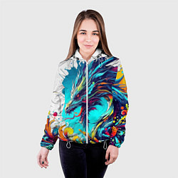 Куртка с капюшоном женская Japanese dragon - tattoo irezumi, цвет: 3D-белый — фото 2
