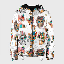 Женская куртка Зверушки индейцы цветной паттерн