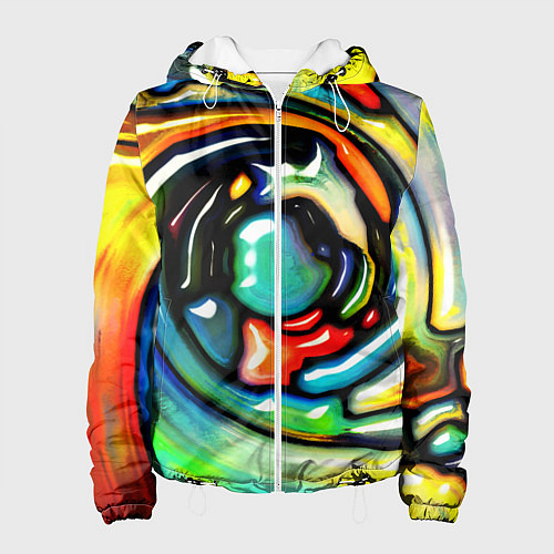 Женская куртка Акварельные краски мозаика / 3D-Белый – фото 1