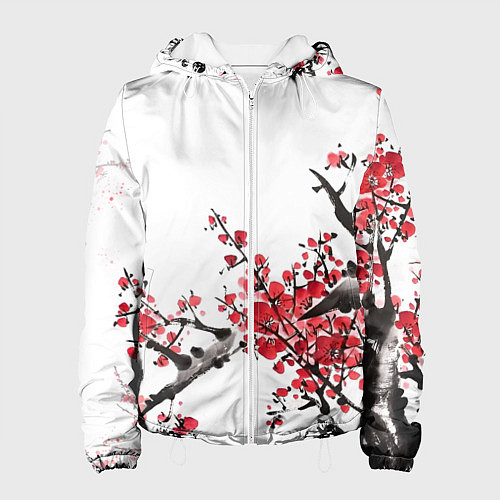 Женская куртка Китайский стиль - слива / 3D-Белый – фото 1