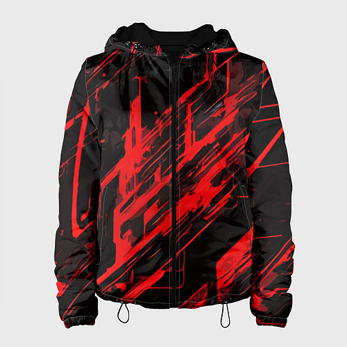 Женская куртка Red stripes on a black background / 3D-Черный – фото 1
