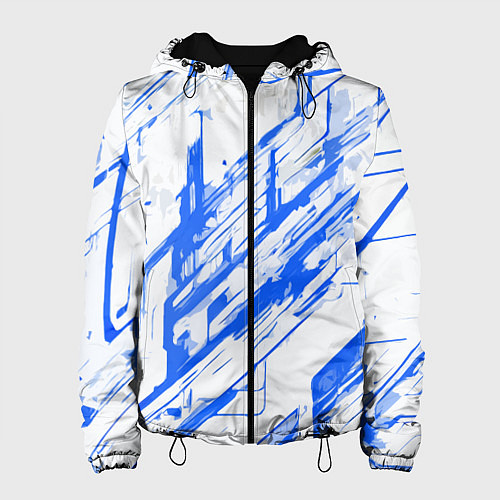 Женская куртка Синие полосы на белом фоне / 3D-Черный – фото 1