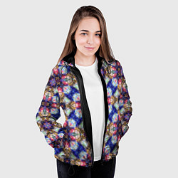 Куртка с капюшоном женская Пестрый калейдоскопический узор, цвет: 3D-черный — фото 2