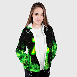 Куртка с капюшоном женская Half life огонь зеленый, цвет: 3D-белый — фото 2