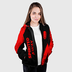 Куртка с капюшоном женская Spirited Away - red gradient вертикально, цвет: 3D-черный — фото 2
