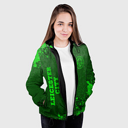 Куртка с капюшоном женская Leicester City - green gradient вертикально, цвет: 3D-черный — фото 2