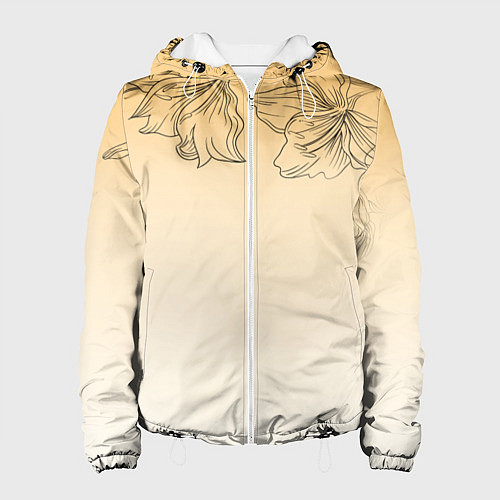 Женская куртка Градиент желтый с цветами / 3D-Белый – фото 1