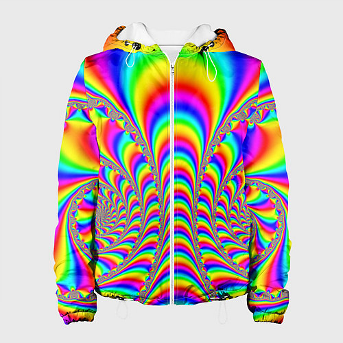 Женская куртка Оптические иллюзии волны неон / 3D-Белый – фото 1