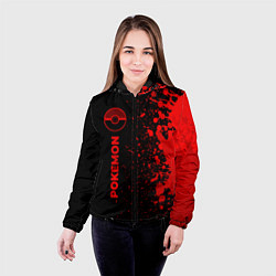 Куртка с капюшоном женская Pokemon - red gradient по-вертикали, цвет: 3D-черный — фото 2