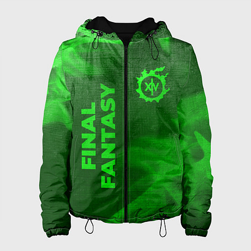 Женская куртка Final Fantasy - green gradient вертикально / 3D-Черный – фото 1