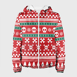 Женская куртка Новогодний паттерн с черепами в новый год