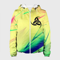 Куртка с капюшоном женская Славянская символики лого, цвет: 3D-белый