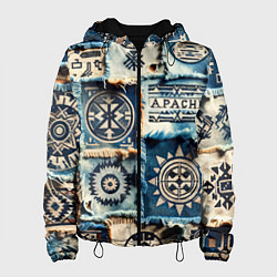 Женская куртка Символы Апачи на пэчворк дениме