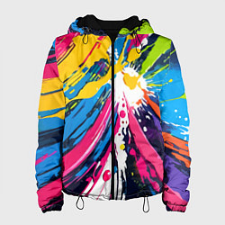 Куртка с капюшоном женская Красочная абстракция - экспрессионизм, цвет: 3D-черный
