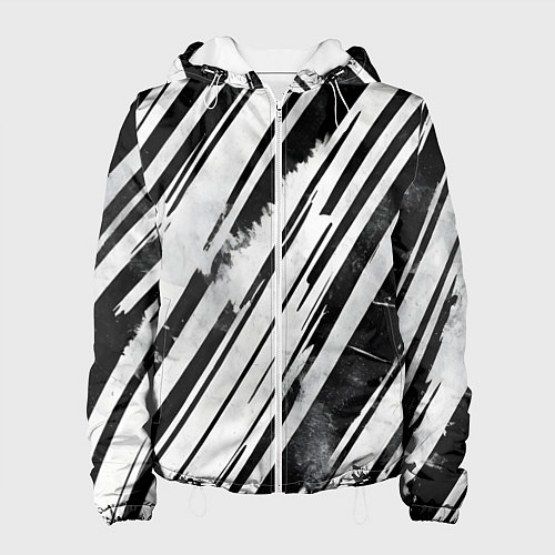 Женская куртка Платиновые и черные полосы / 3D-Белый – фото 1