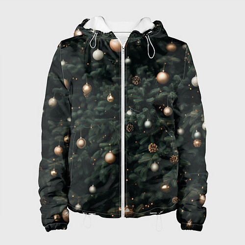 Женская куртка Паттерн - Новогодняя елка / 3D-Белый – фото 1