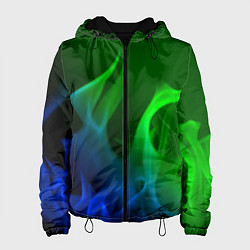 Женская куртка Столкновение огней синий и зелёный