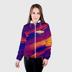 Куртка с капюшоном женская Chevrolet текстура, цвет: 3D-белый — фото 2