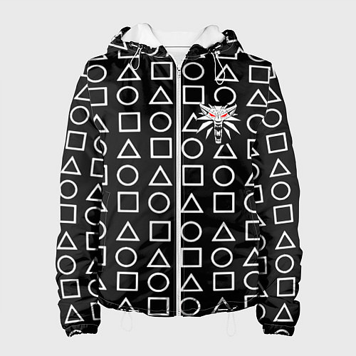 Женская куртка The Witcher лого гейм паттерн / 3D-Белый – фото 1