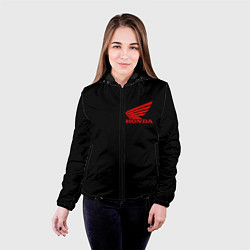 Куртка с капюшоном женская Honda red logo auto steel, цвет: 3D-черный — фото 2