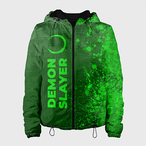 Женская куртка Demon Slayer - green gradient по-вертикали / 3D-Черный – фото 1