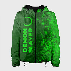 Куртка с капюшоном женская Demon Slayer - green gradient по-вертикали, цвет: 3D-черный