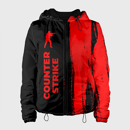 Женская куртка Counter Strike - red gradient по-вертикали / 3D-Черный – фото 1