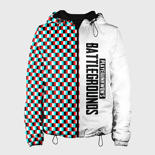 Женская куртка PUBG глитч клетка / 3D-Черный – фото 1