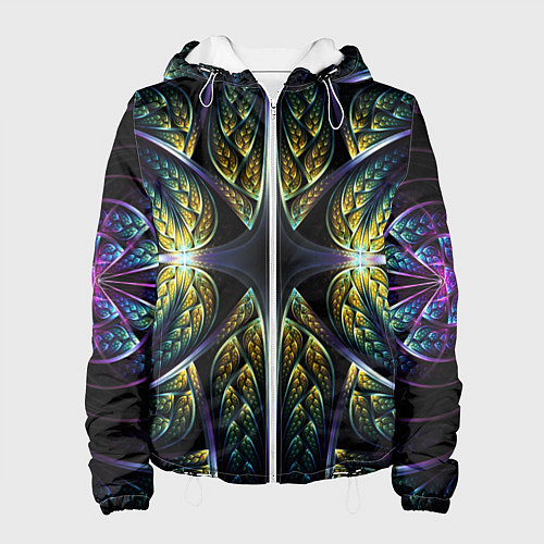 Женская куртка Оптический узор из фрактала / 3D-Белый – фото 1