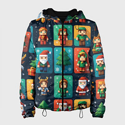 Женская куртка Minecraft с новогодний паттерн