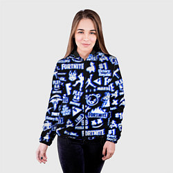 Куртка с капюшоном женская Fortnite neon game steel, цвет: 3D-черный — фото 2