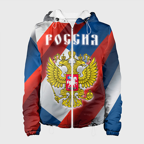 Женская куртка Цвета флага России, паттерн / 3D-Белый – фото 1