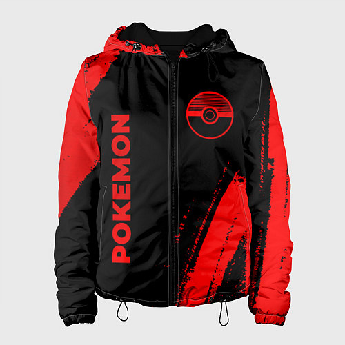 Женская куртка Pokemon - red gradient вертикально / 3D-Черный – фото 1