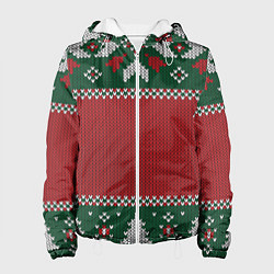 Куртка с капюшоном женская Knitted Christmas Pattern, цвет: 3D-белый