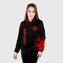 Куртка с капюшоном женская Chelsea - red gradient вертикально, цвет: 3D-черный — фото 2