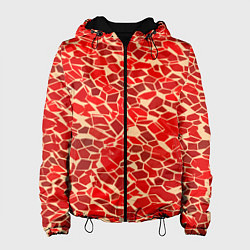 Женская куртка Красные плитки на кремовом фоне