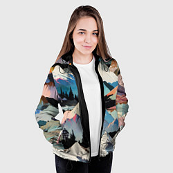 Куртка с капюшоном женская Снежные горы, цвет: 3D-черный — фото 2